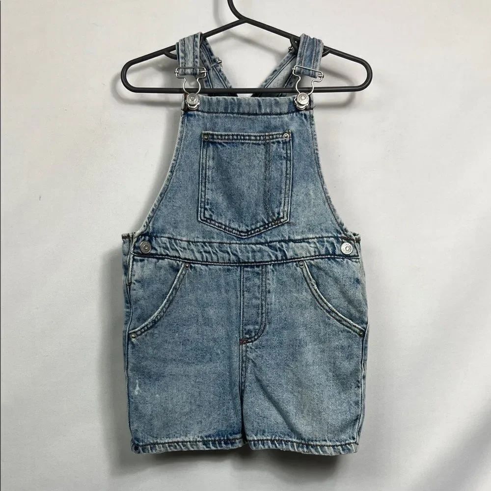 Zara Light Blue Denim overall shorts size 18-24 months